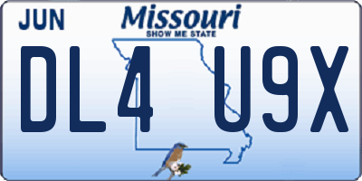 MO license plate DL4U9X