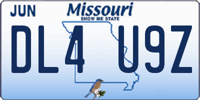 MO license plate DL4U9Z