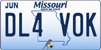 MO license plate DL4V0K