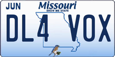 MO license plate DL4V0X