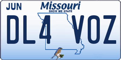 MO license plate DL4V0Z