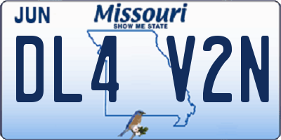 MO license plate DL4V2N