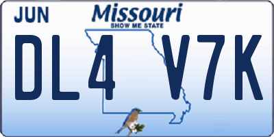 MO license plate DL4V7K