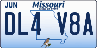 MO license plate DL4V8A