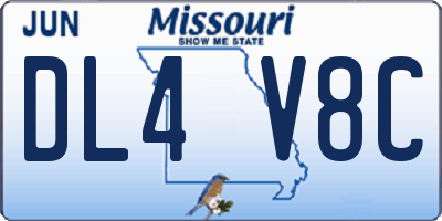 MO license plate DL4V8C