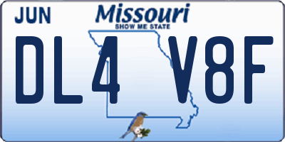 MO license plate DL4V8F