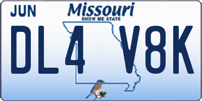 MO license plate DL4V8K