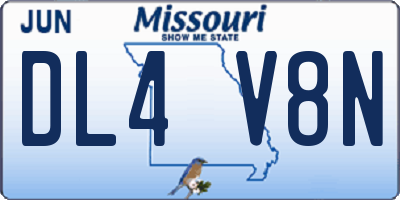 MO license plate DL4V8N