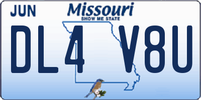 MO license plate DL4V8U