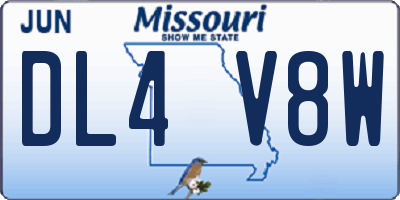 MO license plate DL4V8W