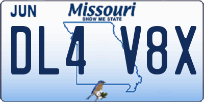 MO license plate DL4V8X