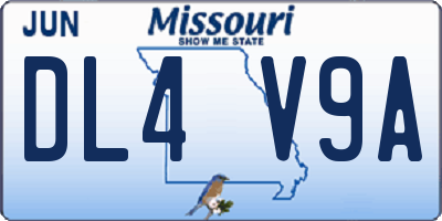 MO license plate DL4V9A