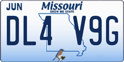 MO license plate DL4V9G