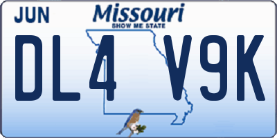 MO license plate DL4V9K