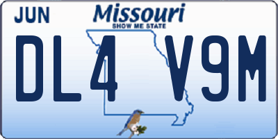 MO license plate DL4V9M