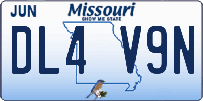 MO license plate DL4V9N