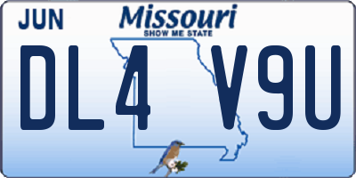 MO license plate DL4V9U