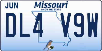 MO license plate DL4V9W