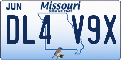 MO license plate DL4V9X