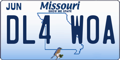 MO license plate DL4W0A