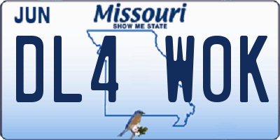MO license plate DL4W0K