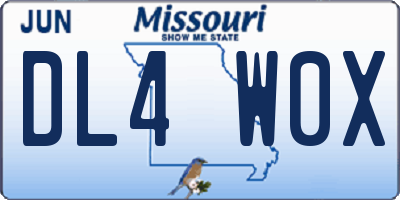 MO license plate DL4W0X