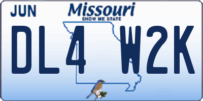 MO license plate DL4W2K