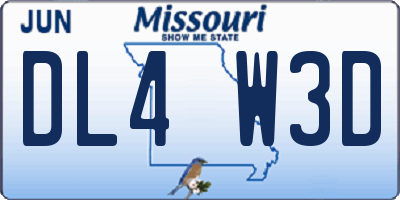 MO license plate DL4W3D