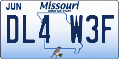 MO license plate DL4W3F