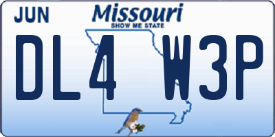MO license plate DL4W3P