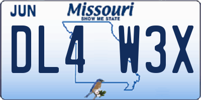 MO license plate DL4W3X