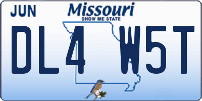MO license plate DL4W5T