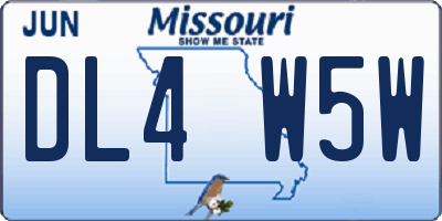 MO license plate DL4W5W