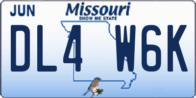 MO license plate DL4W6K