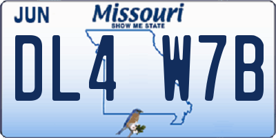 MO license plate DL4W7B