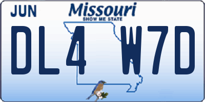 MO license plate DL4W7D