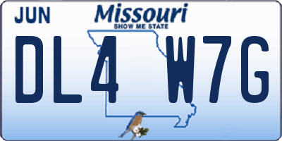 MO license plate DL4W7G