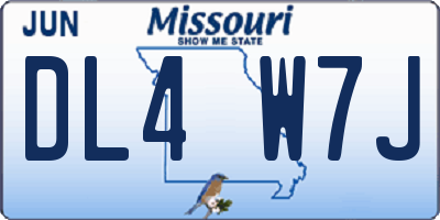 MO license plate DL4W7J