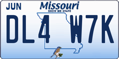 MO license plate DL4W7K