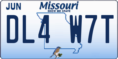 MO license plate DL4W7T