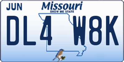 MO license plate DL4W8K
