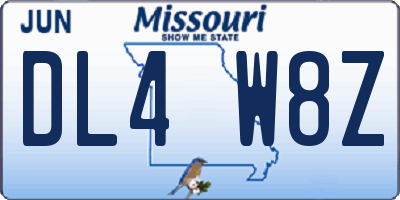 MO license plate DL4W8Z