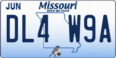 MO license plate DL4W9A