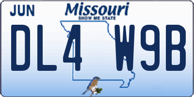 MO license plate DL4W9B