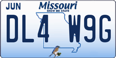 MO license plate DL4W9G