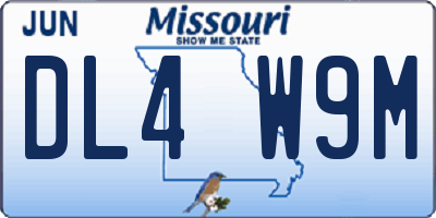 MO license plate DL4W9M
