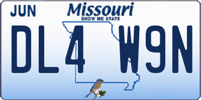 MO license plate DL4W9N