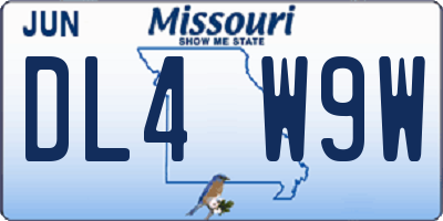MO license plate DL4W9W