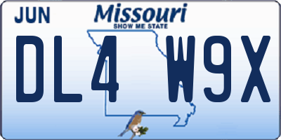MO license plate DL4W9X