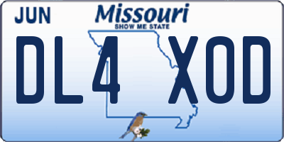 MO license plate DL4X0D